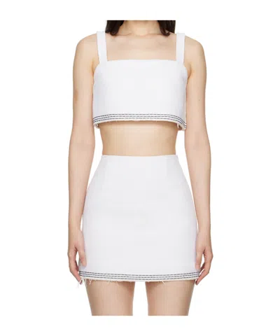 Recto Tara Embroidered Trim Top In White
