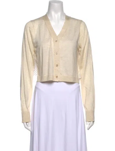 Pre-owned Recto V-neck Long Sleeve Top In Neutrals