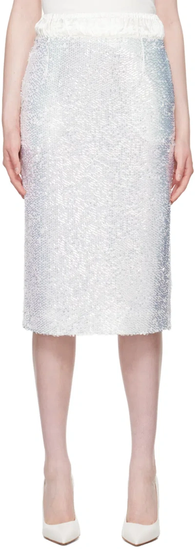 Recto White H-line Midi Skirt