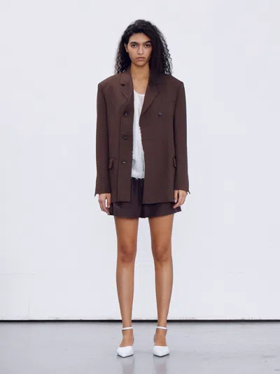 Recto Women Cesare Double Breasted Tailored Jacket In Brown