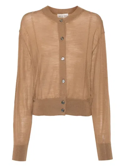 Recto Wool Cardigan In Brown