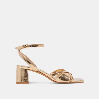 Recurate Blakly Heels Gold Distressed Leather - Re:vita