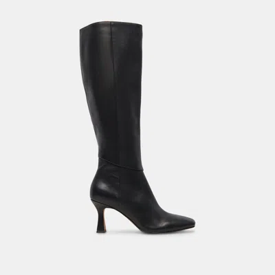 Recurate Gyra Wide Calf Boots Black Leather - Re:vita In Animal Print