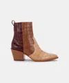 Recurate Serna Booties Brown Multi Croco Print Leather - Re:vita