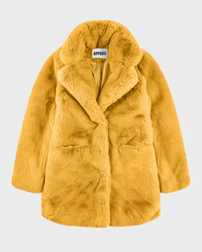 Recurate Sophie Faux Fur Coat - Pre-loved In Yellow