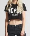 Recycled Karma Ac/dc 1973 Crop Tee In Black In Black