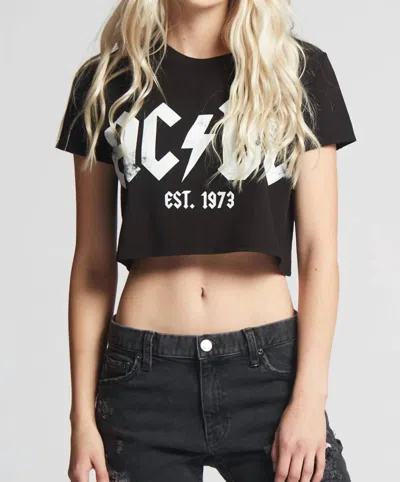 Recycled Karma Ac/dc 1973 Crop Tee In Black
