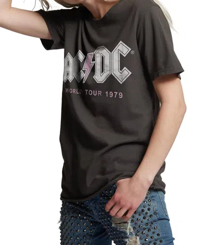 Recycled Karma Ac/dc 1979 World Tour Tee In Vintage Black