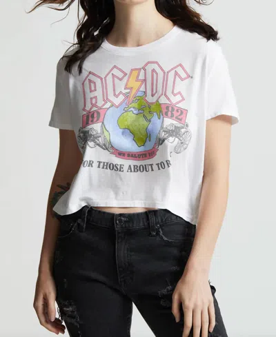 Recycled Karma Ac/dc 1981 We Salute You Crop Tee In White