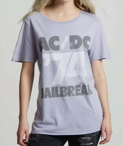 Recycled Karma Ac/dc '74 Jailbreak Boyfriend Tee In Powder Blue In Purple