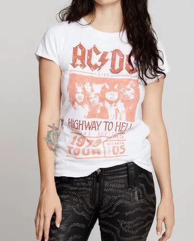 Recycled Karma Ac/dc Highway To Hell Red Stud Tee In White