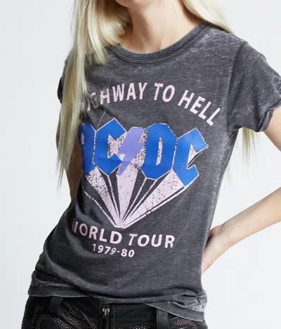 Recycled Karma Ac/dc Highway To Hell Tour Tee In Black In Gray