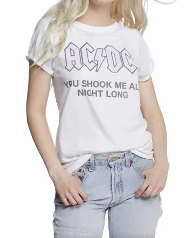 Recycled Karma Ac/dc Shook Me All Night Long Top In White