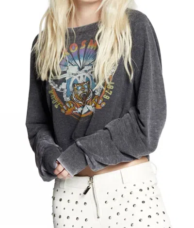 Recycled Karma Aerosmith 1979 Tour Crop Sweatshirt In Black In Gray