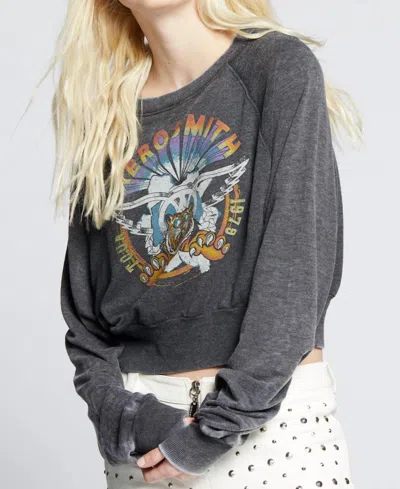 Recycled Karma Aerosmith 1979 Tour Long Sleeve Sweatshirt In Black In Gray