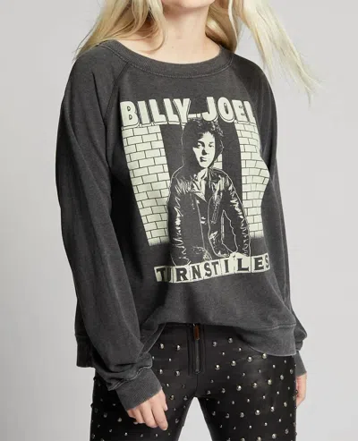 Recycled Karma Billy Joel Turnstiles Sweatshirt In Black In Gray