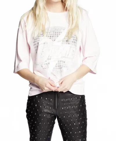 Recycled Karma Bowie Disco Bolt Tee In Crystal Pink In White