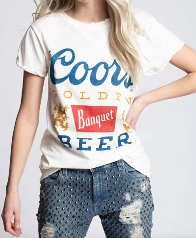 Recycled Karma Coors Banquet Beer Tee In Pearl In Beige
