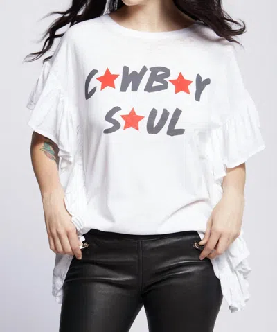 Recycled Karma Cowboy Soul Ruffle Tee In White