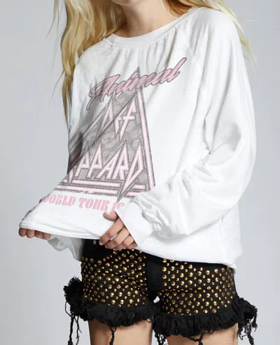 Recycled Karma Def Leppard Animal Long Sleeve Sweatshirt In White
