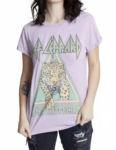 Recycled Karma Def Leppard Love & Affection Burnout Tee In Lilac In Pink