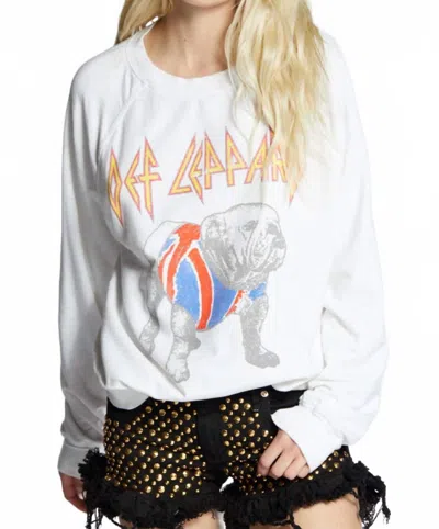 Recycled Karma Def Leppard Union Jack Sweatshirt In White