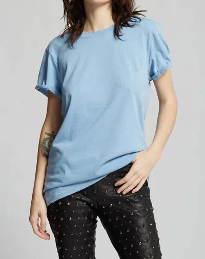 Recycled Karma Distressed Tee In Washed Denim Blue In Multi