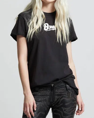 Recycled Karma Embroidered Bowie Tee Top In Black