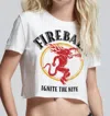 Recycled Karma Fireball Crop Tee In White In White