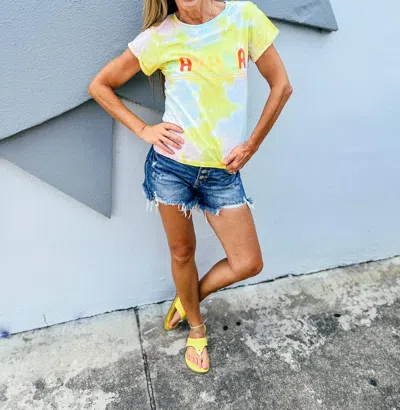 Recycled Karma Havana Tie Dye Graphic Tee In Yellow