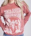 Recycled Karma Janis Joplin Long Sleeve Sweatshirt In Chili Pepper In Pink