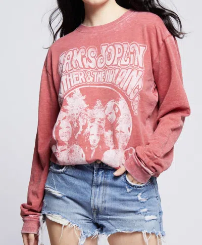 Recycled Karma Janis Joplin Long Sleeve Sweatshirt In Chili Pepper In Pink