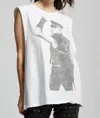 RECYCLED KARMA MARK WEISS X RKB ROB HALFORD PHOTO MUSCLE TEE IN WHITE