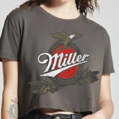Recycled Karma Miller Lite Crop Tee In Charcoal In Pink