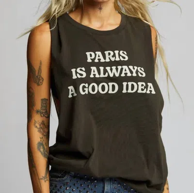 Recycled Karma Paris Muscle Tank Top In Vintage Black