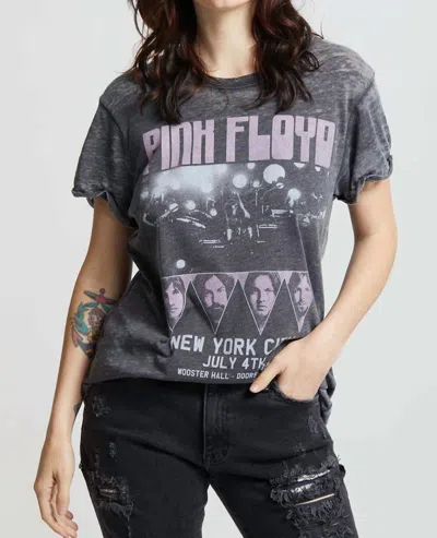 Recycled Karma Pink Floyd Nyc Distressed Tee In Acid Black In Gray