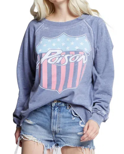 Recycled Karma Poison Emblem Sweatshirt In Vintage Blue In Animal Print