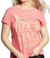 Recycled Karma Rock Stars Never Die Tee In Salmon Rose In Pink