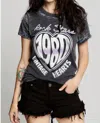 Recycled Karma Rock Stars Vintage Hearts Tee In Black In Black