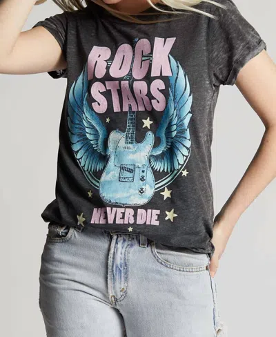 Recycled Karma Rock Stars Winged Guitar Tee In Black