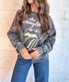 Recycled Karma Rolling Stones Burnout Fleece In Grey In Gray