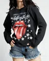 Recycled Karma Rolling Stones Fitted Sweatshirt In Black In Black