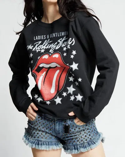 Recycled Karma Rolling Stones Fitted Sweatshirt In Black