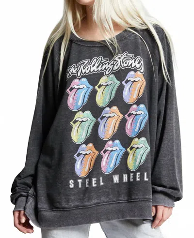 Recycled Karma Rolling Stones Steel Wheels Sweatshirt In Black