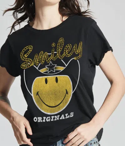 Recycled Karma Smiley Rodeo Tee In Black