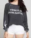 Recycled Karma Tequila Por Favor Sweatshirt In Black In Black