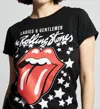 Recycled Karma Rolling Stones Stars Grpahic Tee In Black In Black