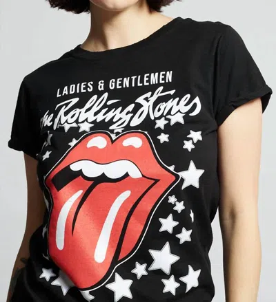Recycled Karma Rolling Stones Stars Grpahic Tee In Black
