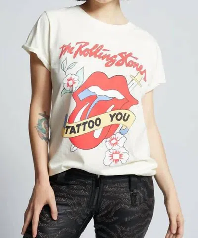 Recycled Karma The Rolling Stones Tattoo You Tee In Pearl In Beige