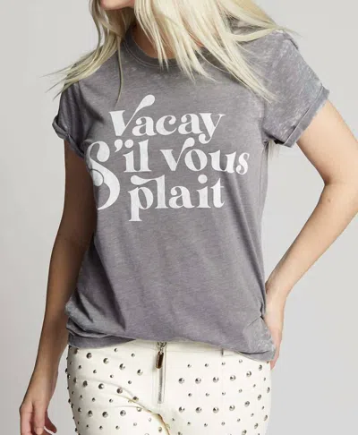 Recycled Karma Vacay S'il Vous Plait Burn Out Tee In Grey